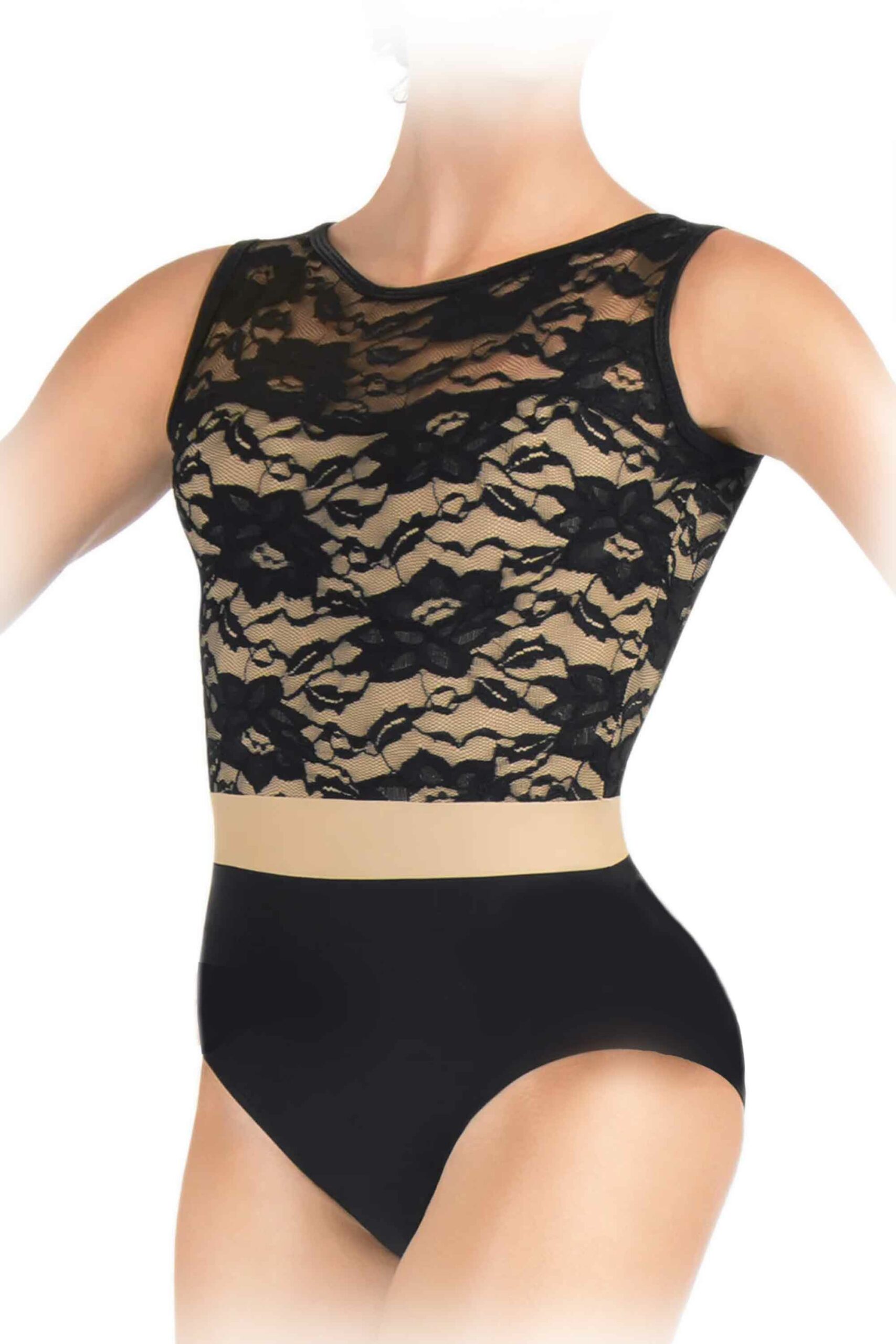 Body gimnastica & dans Negru Dantelat 1123
