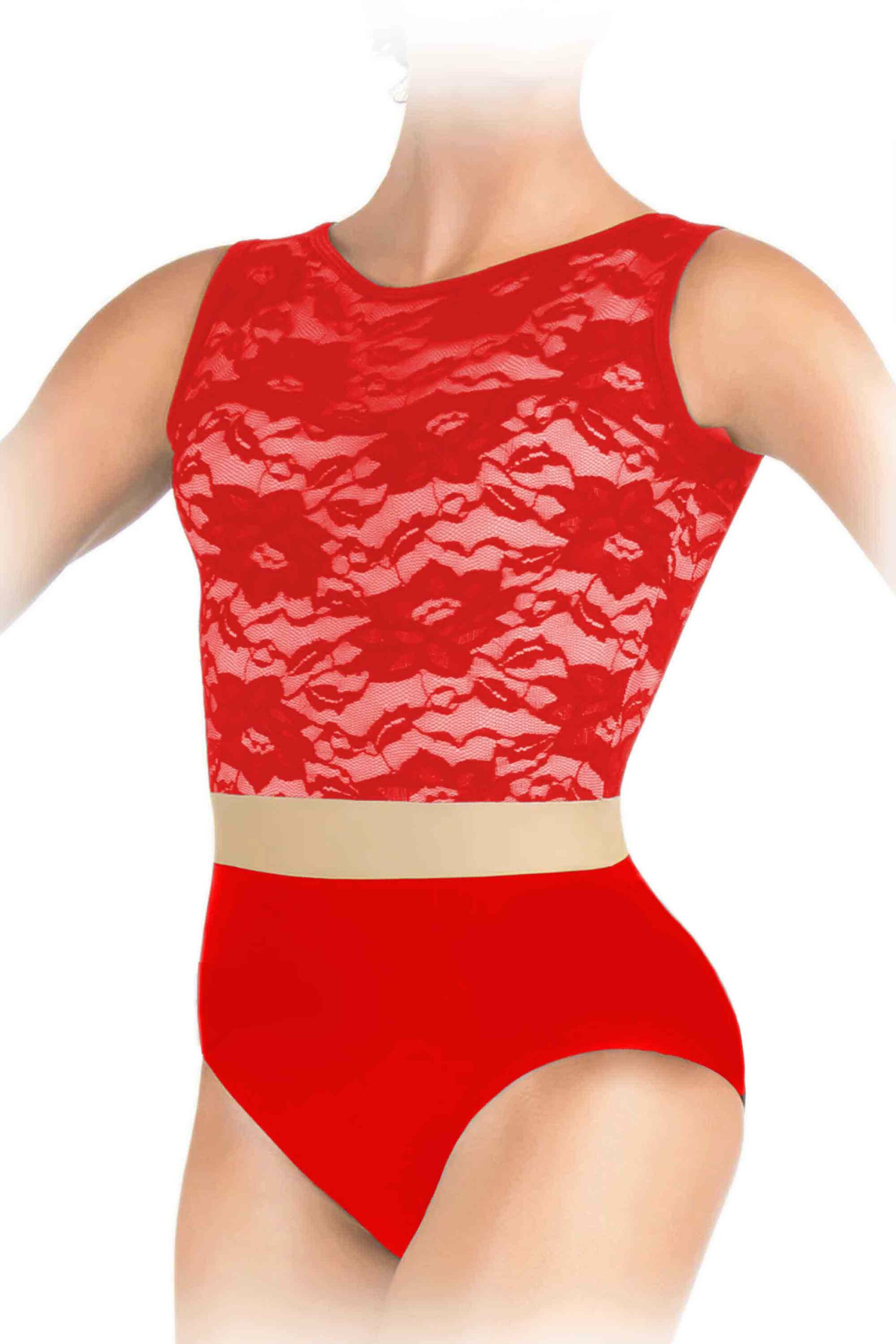 Body gimnastica & dans Rosu Dantelat 1123