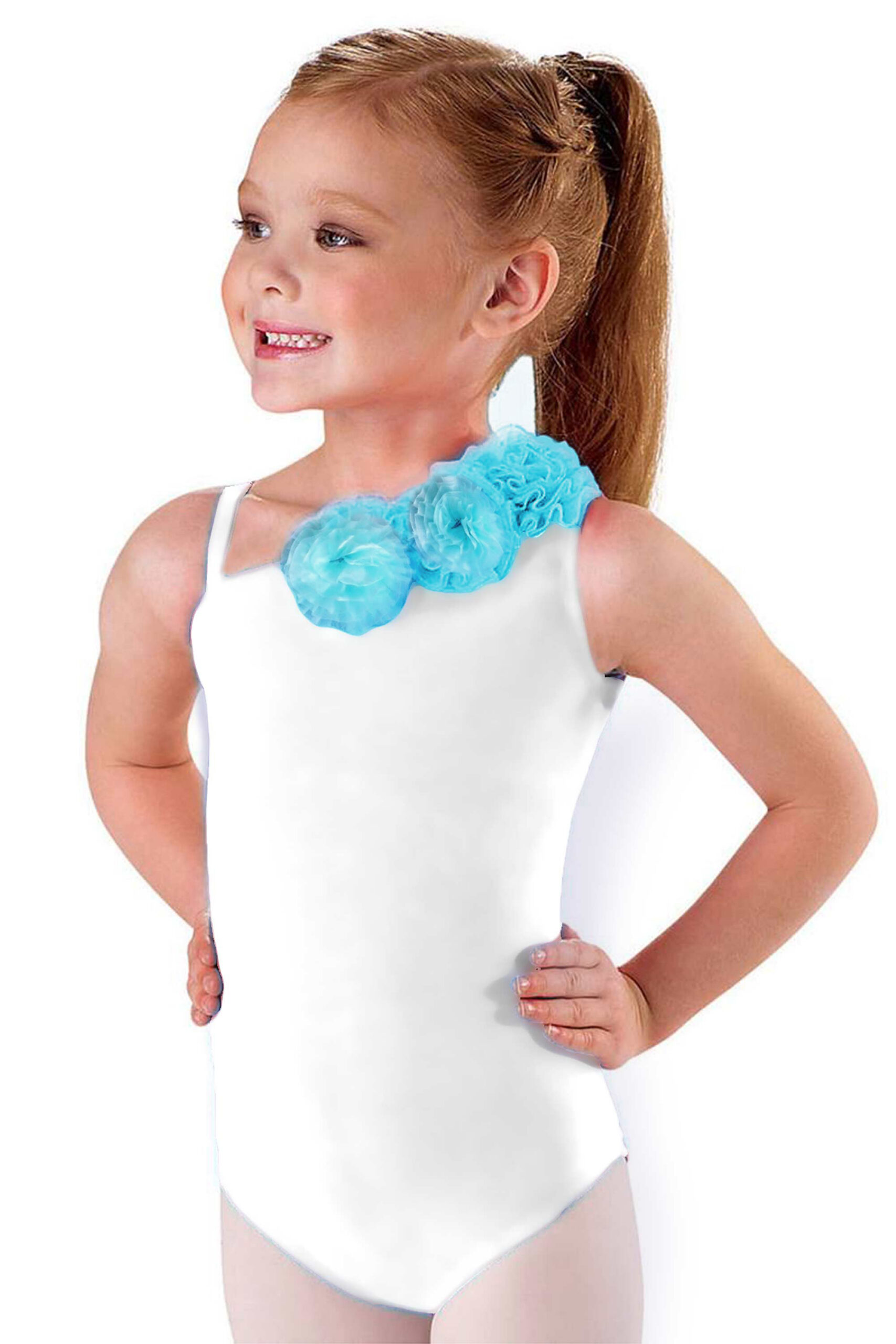Body gimnastica & dans cu flori Alb 16500